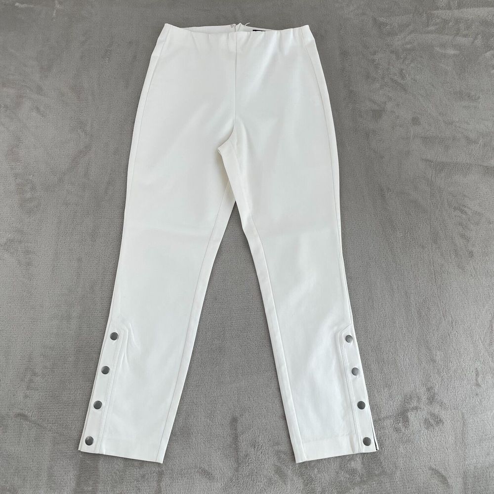 Rag & Bone Simone Snap Pants Women 8 White 28x27 Back Zip Stretch Equestrian